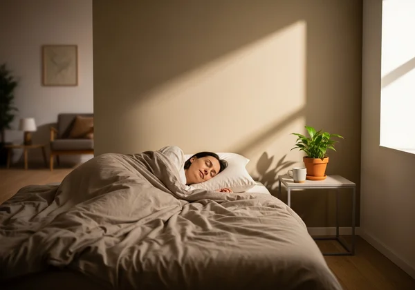 A serene person sleeping or relaxing before a big test