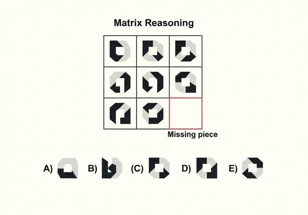 누락된 조각이 있는 매트릭스 추론 퍼즐