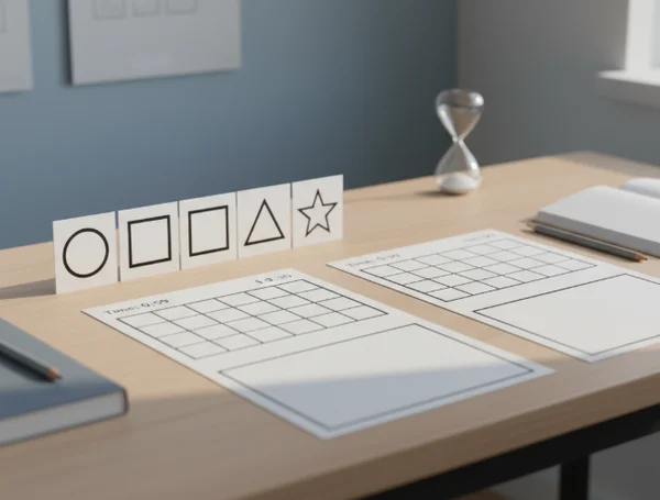 Structured symbols in a calm study space